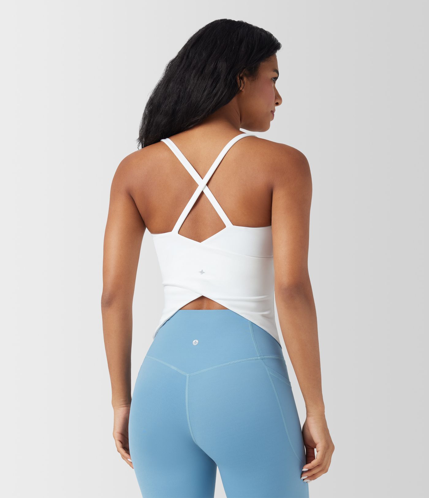 Scoop Neck Crisscross Back Crossover Hem Yoga Cami Top