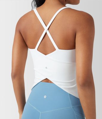Scoop Neck Crisscross Back Crossover Hem Yoga Cami Top