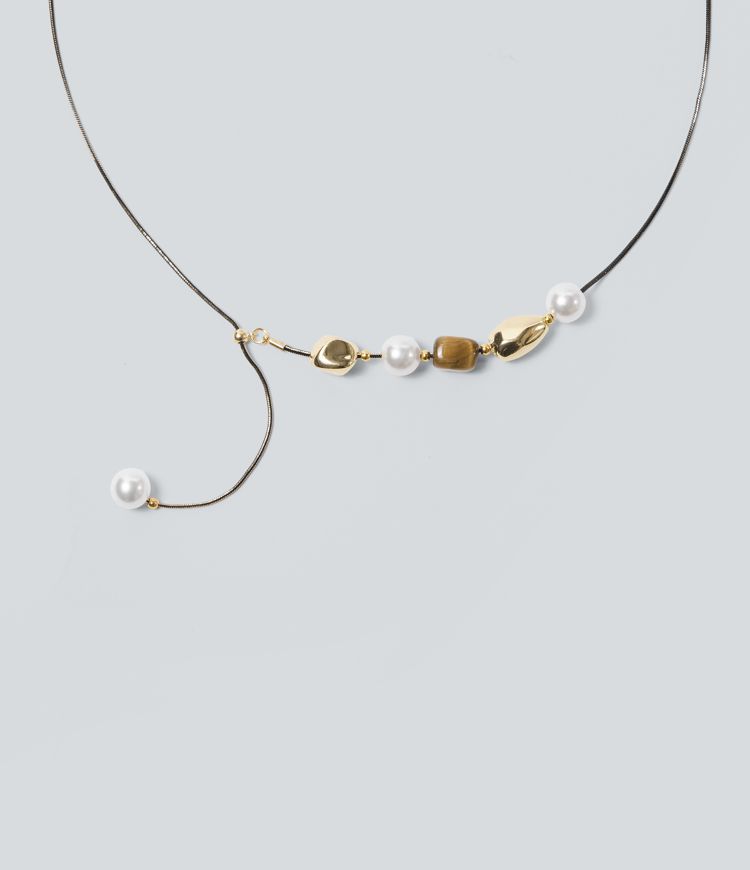 Zinc Alloy Irregular Beaded Necklace