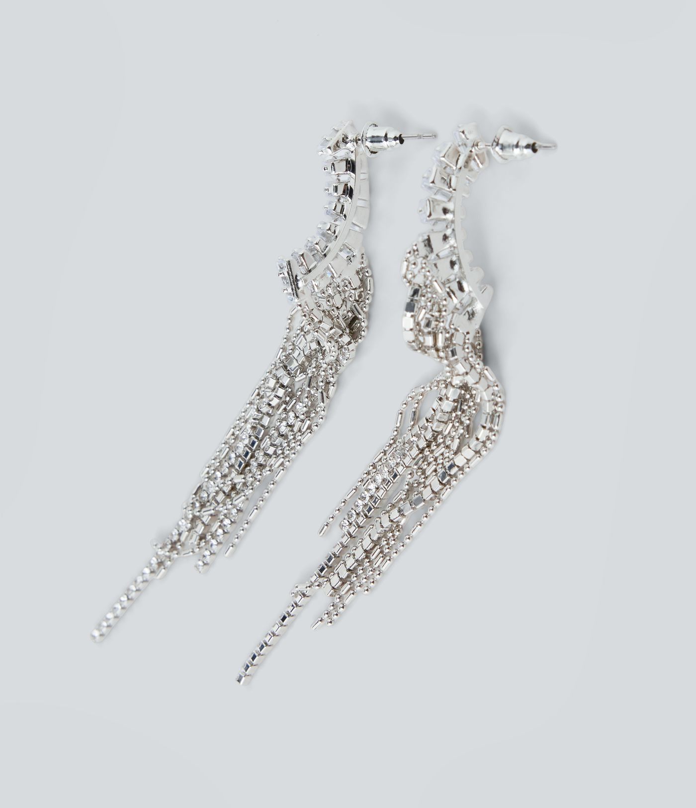 Rhinestone Tassel Long Earrings