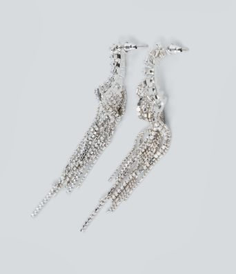 Rhinestone Tassel Long Earrings