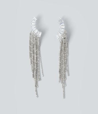 Rhinestone Tassel Long Earrings