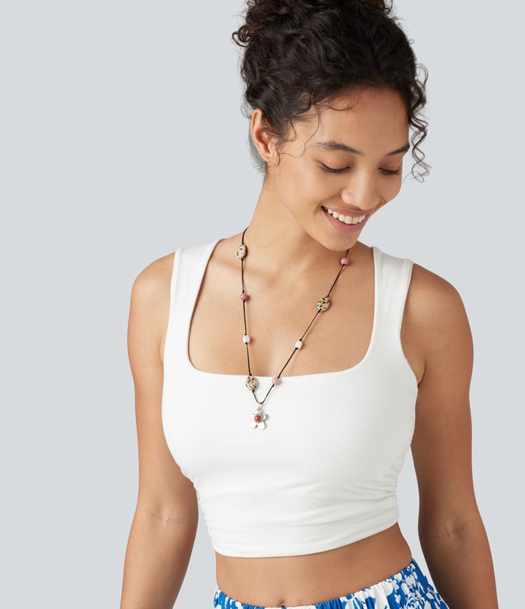 Halskette mit Blumen-Stein-Anhänger