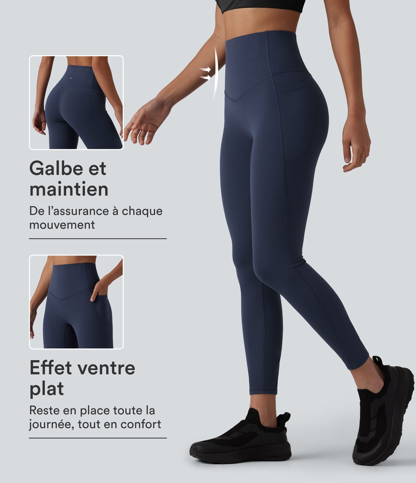 Legging de yoga 7/8 Halara UltraSculpt™ taille haute, gainant et anti-roulis, avec poches