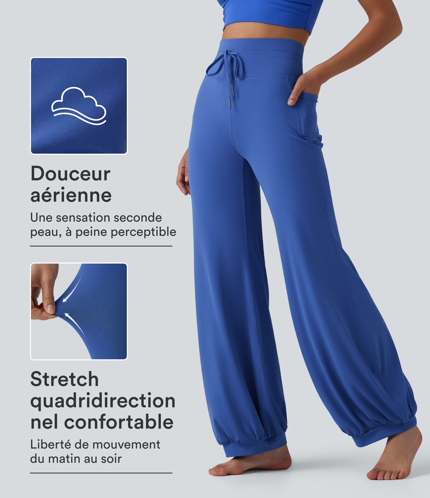 Pantalon de danse SoftlyZero™ taille haute à cordon de serrage et poches - Protection solaire UPF50+