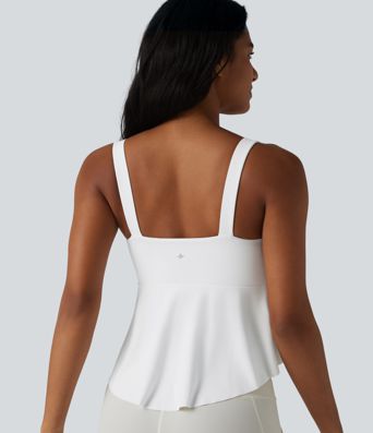 Halara UltraSculpt™ V Neck Push-Up Non-Removable Pad Ruffle Hem Yoga Tank Top