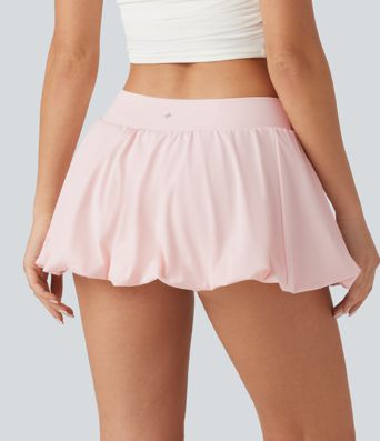 Low Rise 2-in-1 Micro Mini Dance Bubble Skirt with Pocket