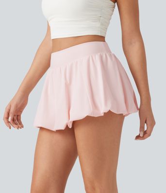 Low Rise 2-in-1 Micro Mini Dance Bubble Skirt with Pocket