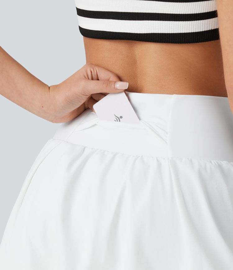High Waisted 2-in-1 Micro Dance Bubble Skirt with Pockets