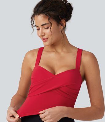 SoftlyZero™ Plush Sweetheart Neck Built-in Bra Cropped Yoga Tank Top