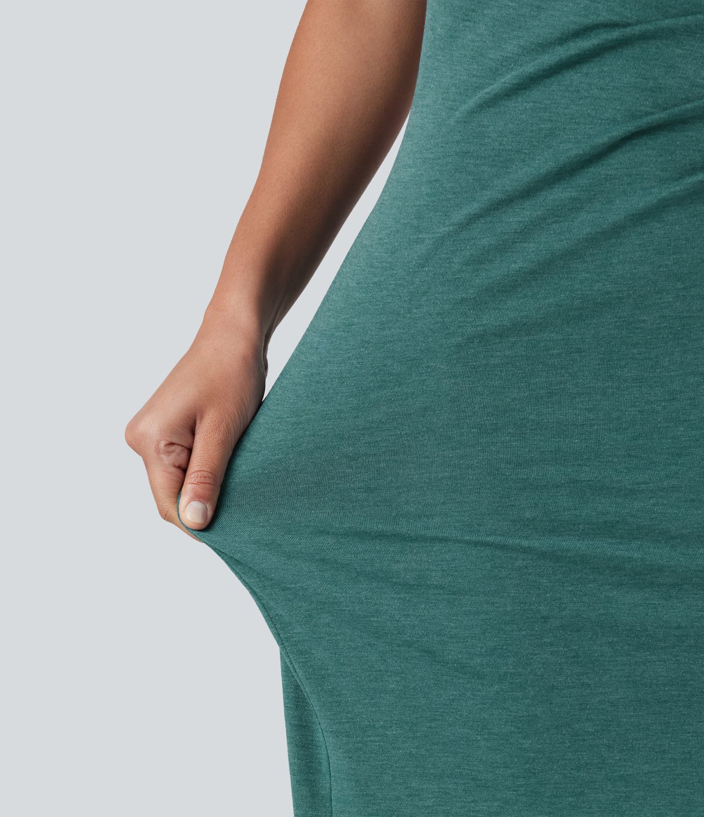 V-neck Batwing Sleeve Ruched Split Maxi Casual Bodycon Dress