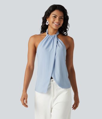 Backless Tie-back Casual Halter Top