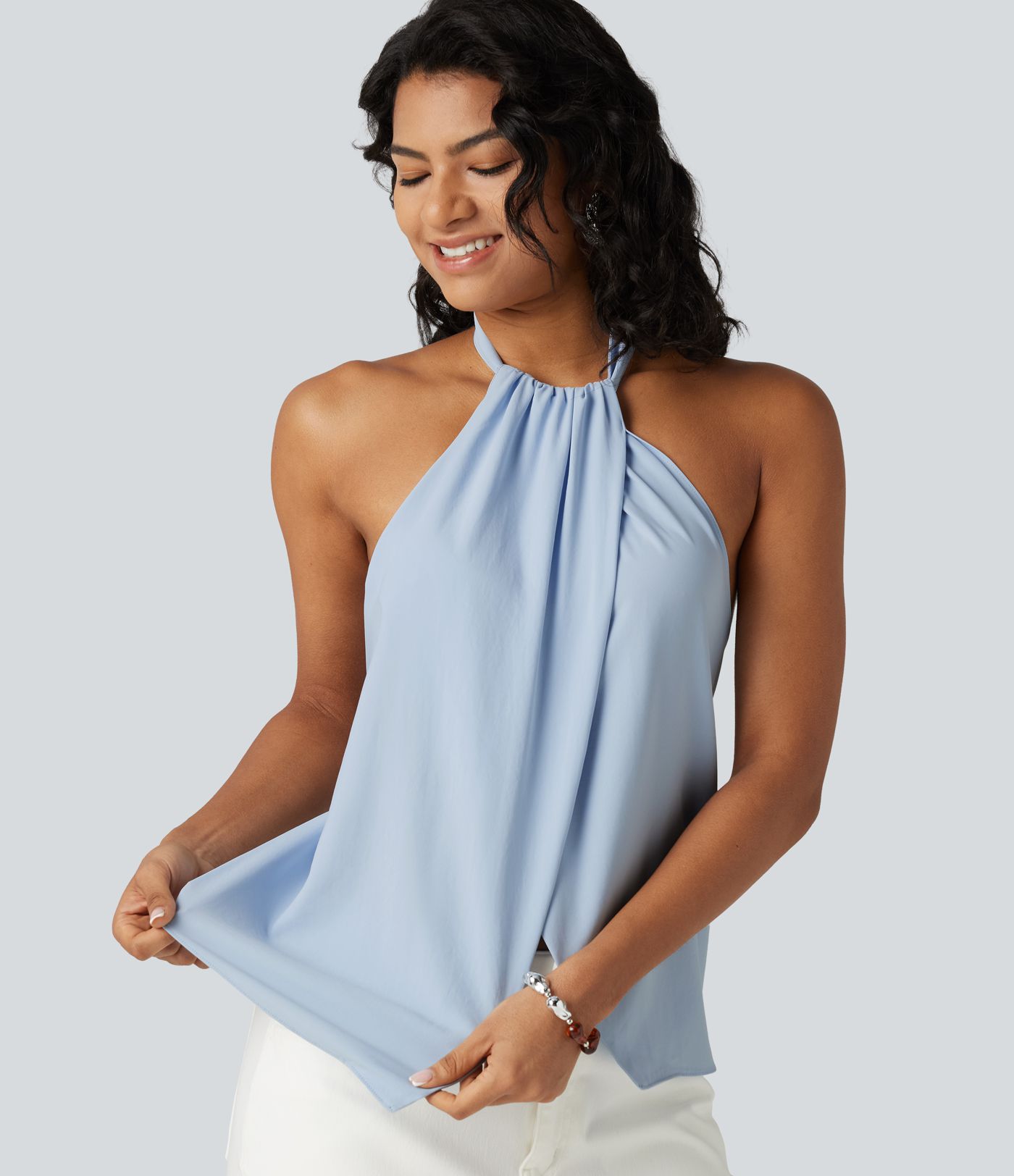 Backless Tie-back Casual Halter Top