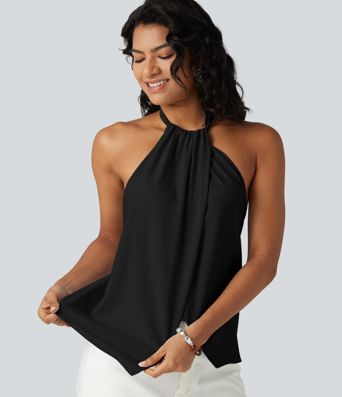 Backless Tie-back Casual Halter Top
