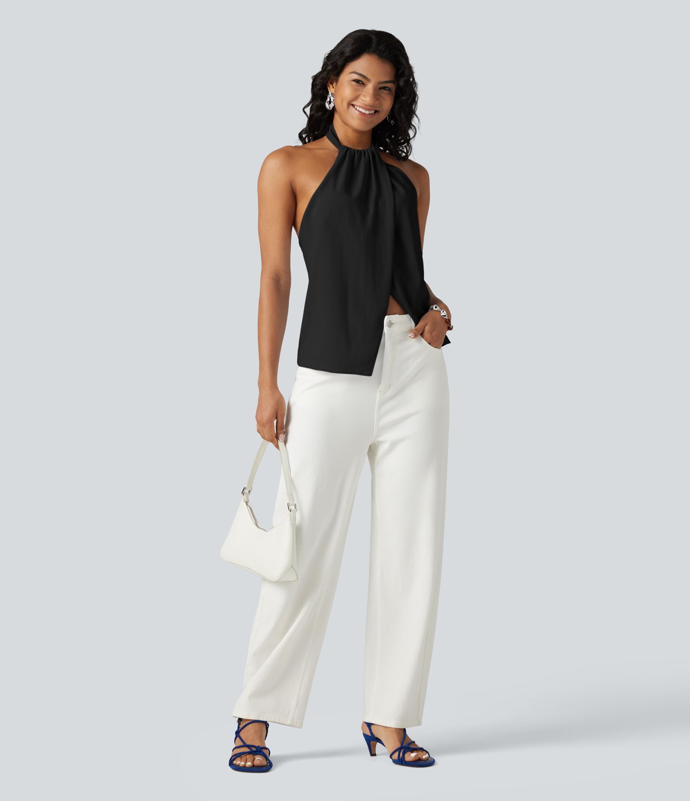 Backless Tie-back Casual Halter Top