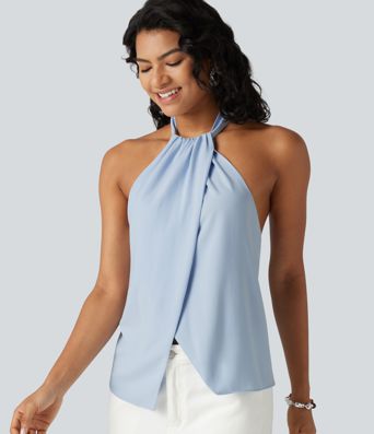 Backless Tie-back Casual Halter Top