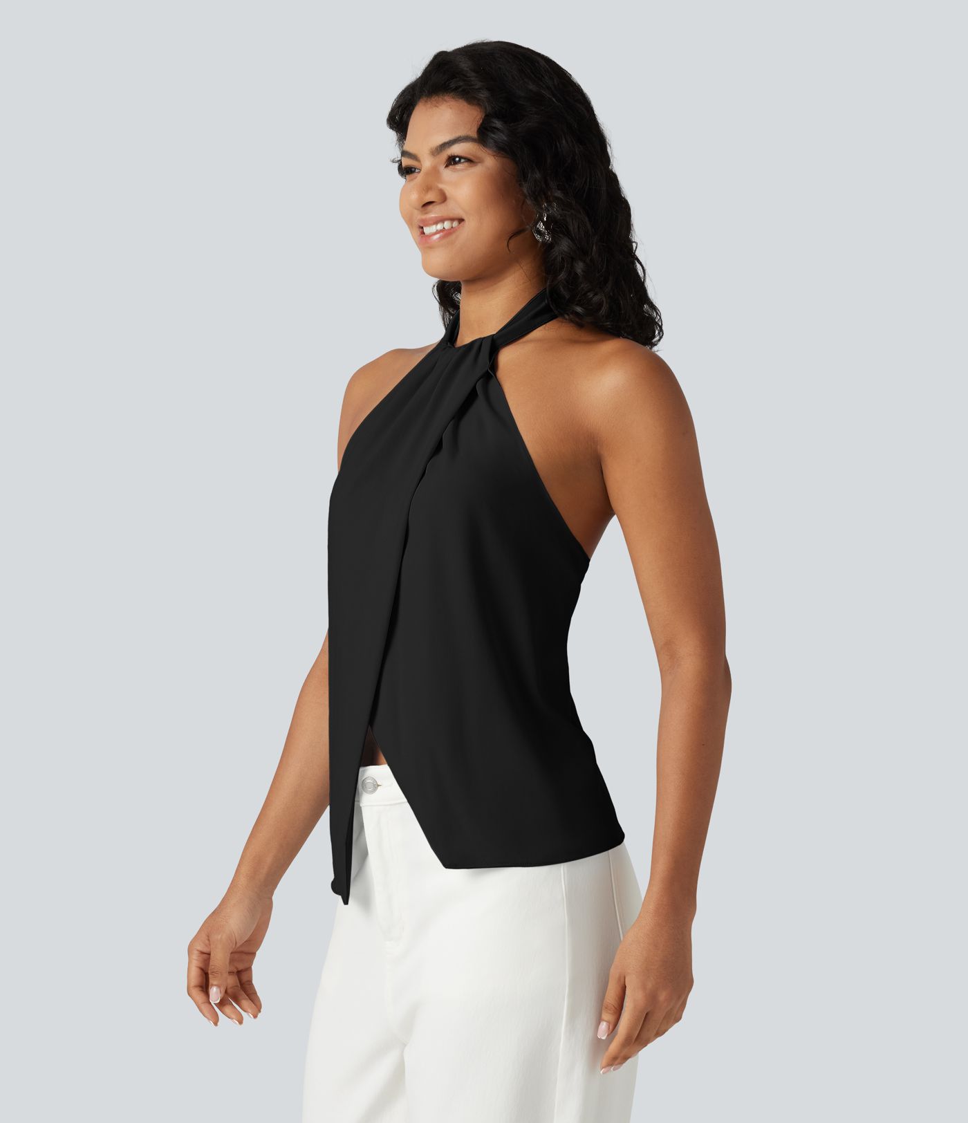 Backless Tie-back Casual Halter Top