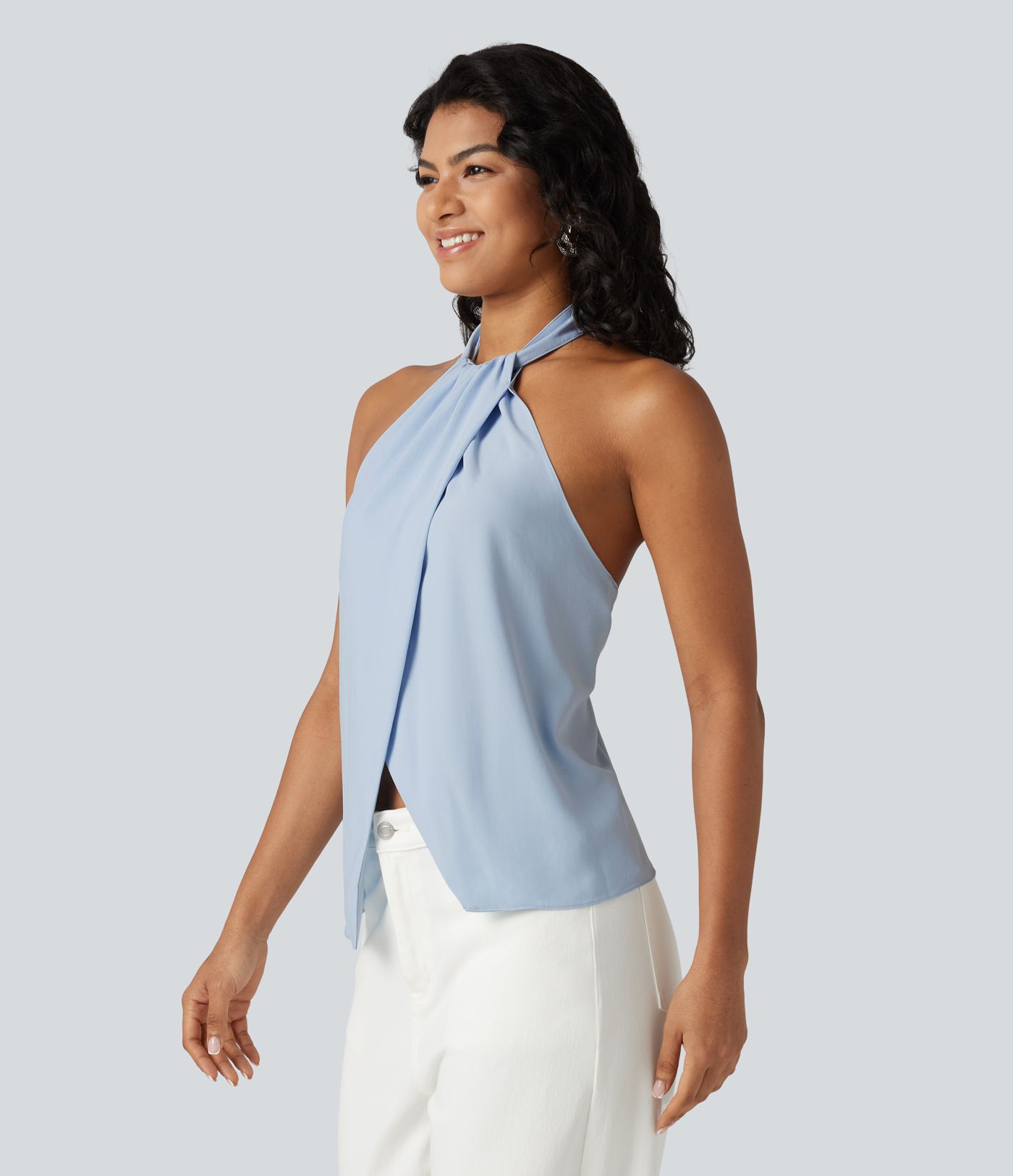 Backless Tie-back Casual Halter Top