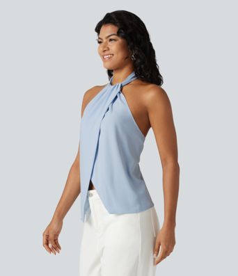 Backless Tie-back Casual Halter Top