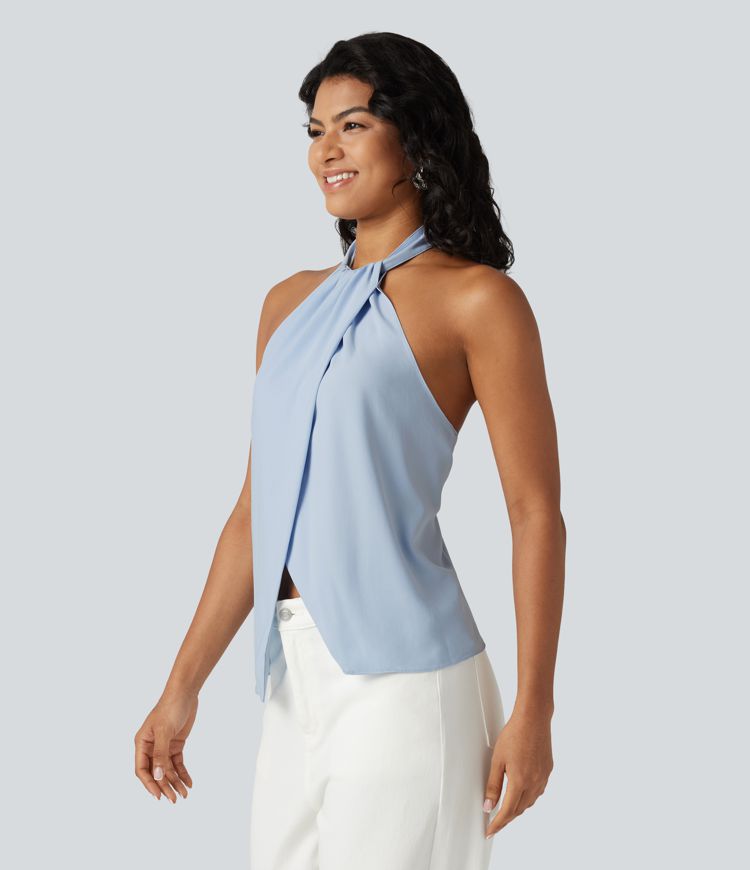 Backless Tie-back Casual Halter Top