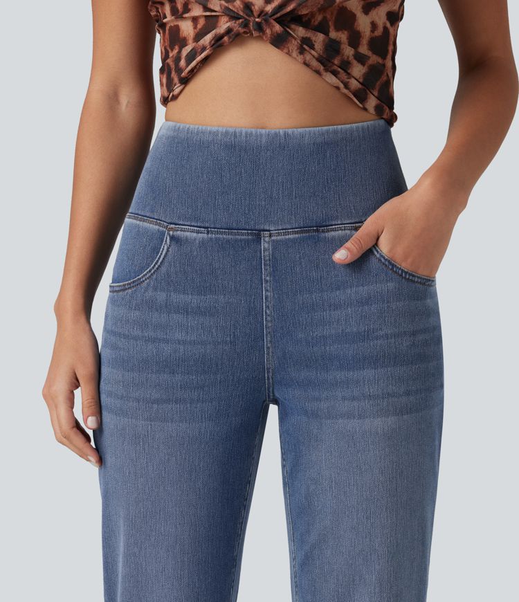 Halara Flex™ High Waisted Tummy Control Curved Hem Skinny Casual 7/8 Jeans with Pockets