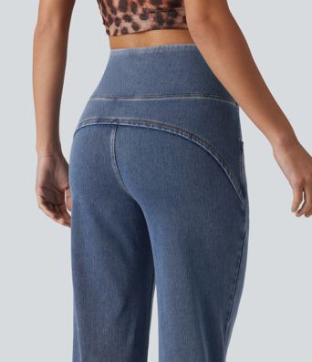 Halara Flex™ High Waisted Tummy Control Curved Hem Skinny Casual 7/8 Jeans with Pockets