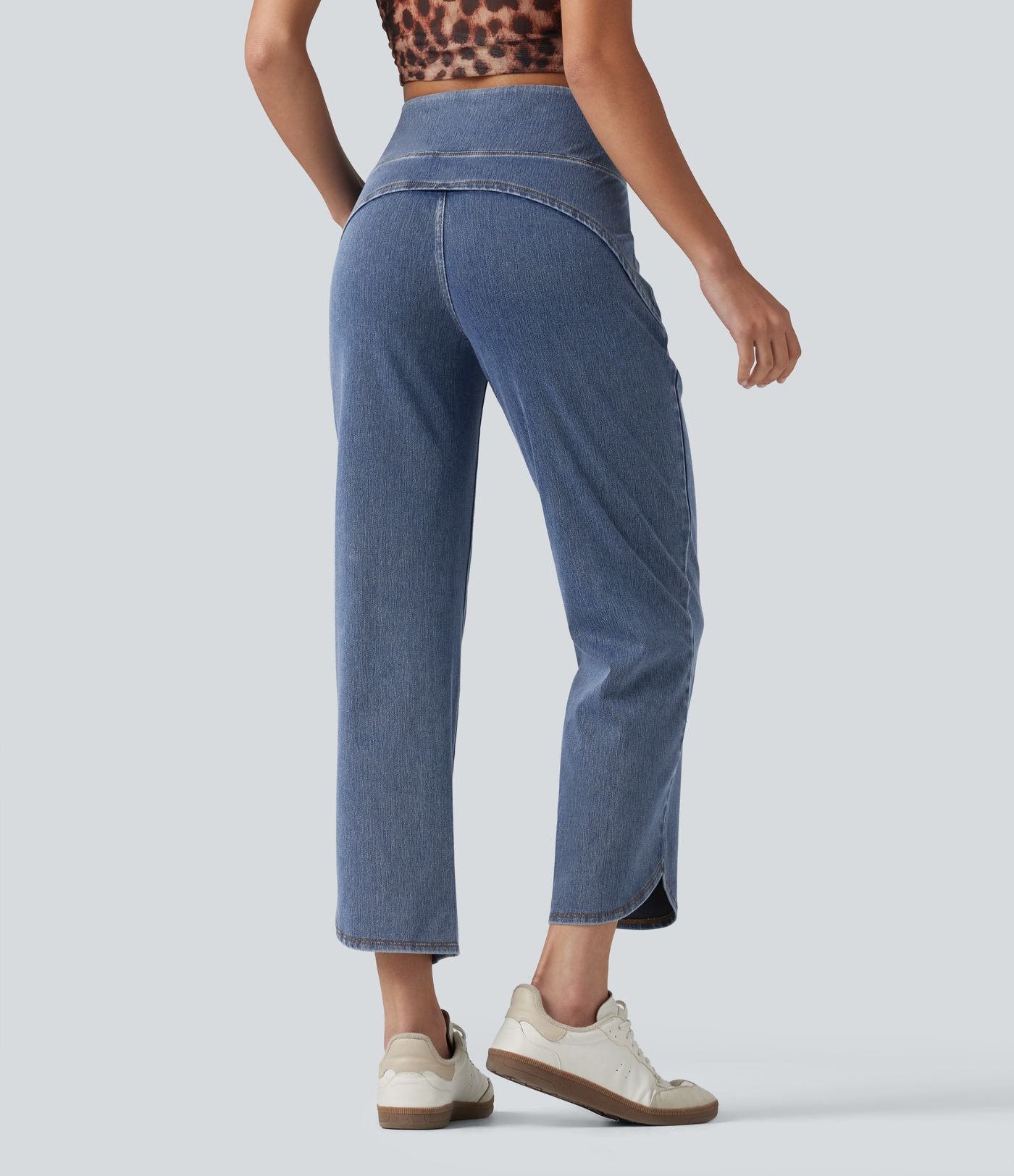 Halara Flex™ vaqueros skinny casual 7/8 de cintura alta con control abdominal, dobladillo curvado y bolsillos Halara Flex™ vaqueros skinny casual 7/8 de cintura alta con control abdominal, dobladillo curvado y bolsillos