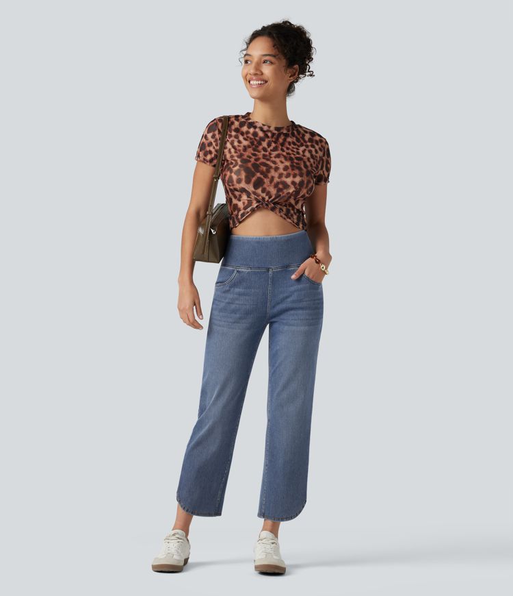 Halara Flex™ High Waisted Tummy Control Curved Hem Skinny Casual 7/8 Jeans with Pockets