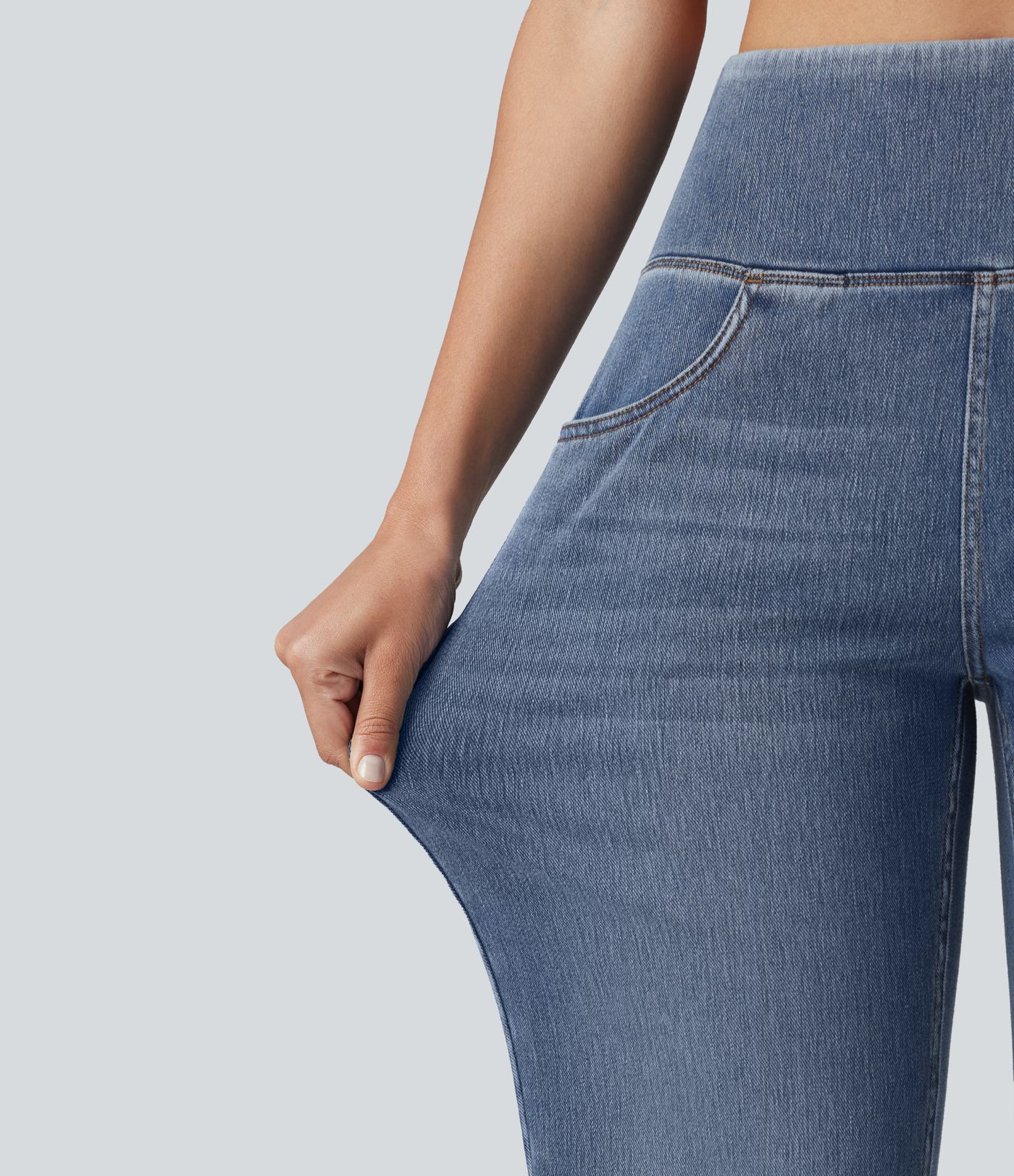 Halara Flex™ High Waisted Tummy Control Curved Hem Skinny Casual 7/8 Jeans with Pockets
