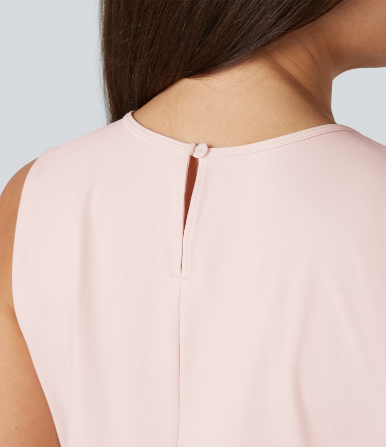 Robe mini sans manches à encolure ronde, pour danse et activités, à jupe bouffante (effet bubble), avec poches