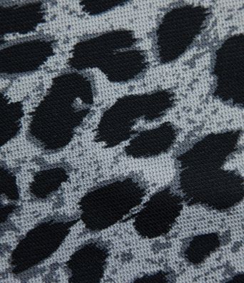 Lässiger, Maxirock mit hohem Bund, Seitentasche, Bauchkontrolle, Leopardenmuster und Waffelstoff