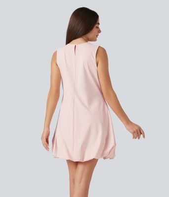 Robe mini sans manches à encolure ronde, pour danse et activités, à jupe bouffante (effet bubble), avec poches