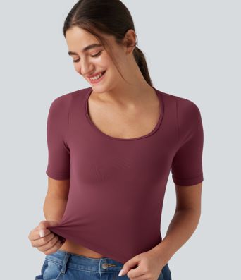 OneForm Seamless Flow Scoop Neck Short Sleeve Yoga Sports Top