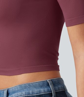 OneForm Seamless Flow Scoop Neck Short Sleeve Yoga Sports Top