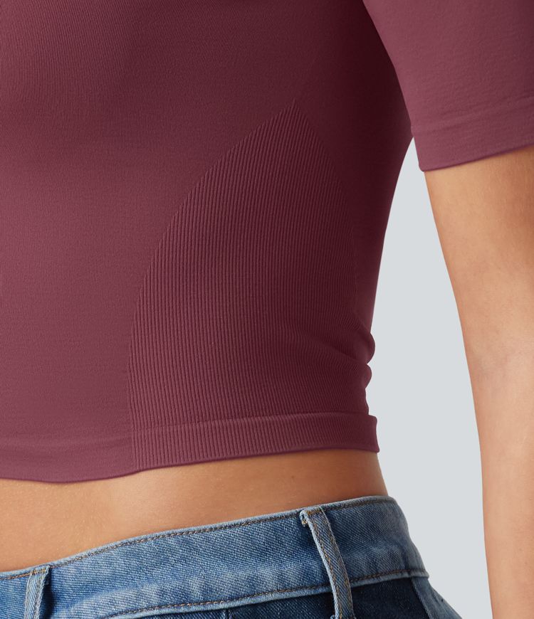 OneForm Seamless Flow Scoop Neck Short Sleeve Yoga Sports Top