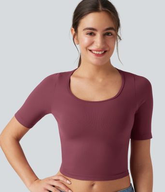 OneForm Seamless Flow Scoop Neck Short Sleeve Yoga Sports Top