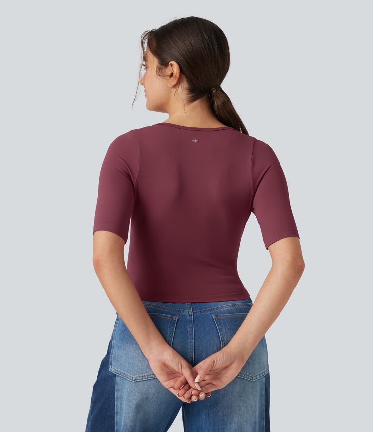 OneForm Seamless Flow Scoop Neck Short Sleeve Yoga Sports Top