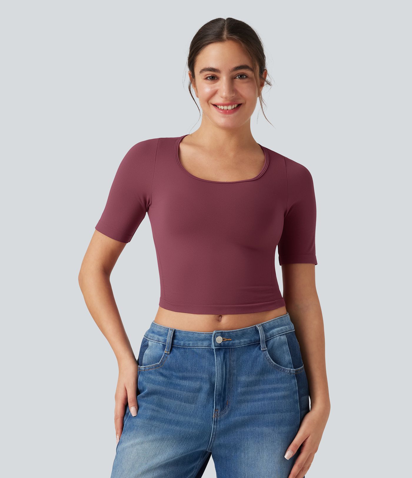 OneForm Seamless Flow Scoop Neck Short Sleeve Yoga Sports Top