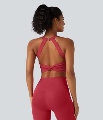 SoftlyZero™ Plush Sweetheart Neck Built-in Bra Cropped Yoga Tank Top