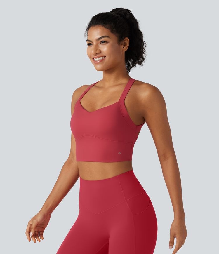 SoftlyZero™ Plush Sweetheart Neck Built-in Bra Cropped Yoga Tank Top