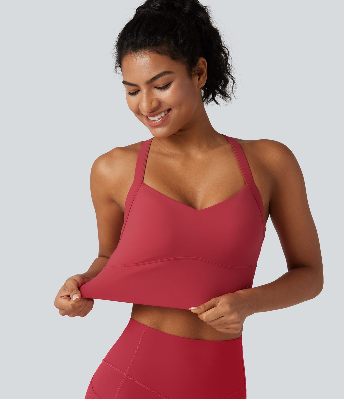 SoftlyZero™ Plush Sweetheart Neck Built-in Bra Cropped Yoga Tank Top