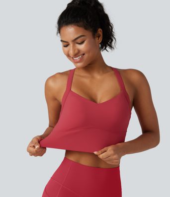 SoftlyZero™ Plush Sweetheart Neck Built-in Bra Cropped Yoga Tank Top
