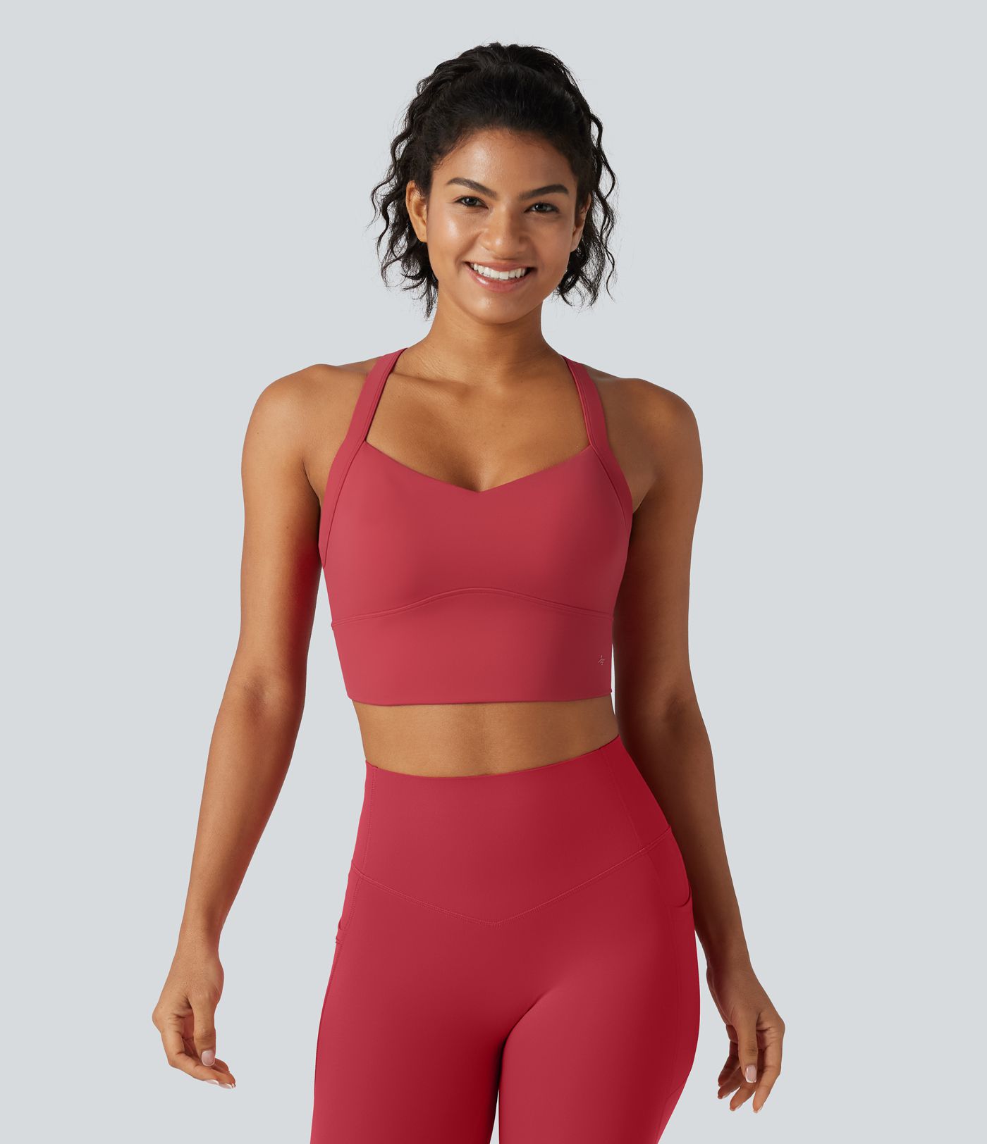 SoftlyZero™ Plush Sweetheart Neck Built-in Bra Cropped Yoga Tank Top