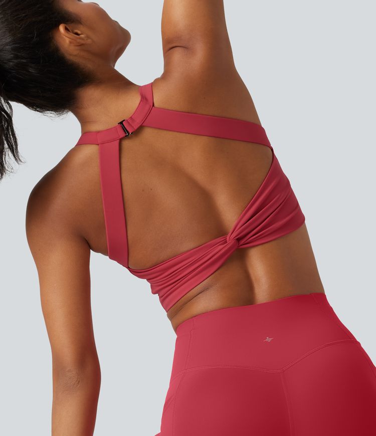 SoftlyZero™ Plush Sweetheart Neck Built-in Bra Cropped Yoga Tank Top