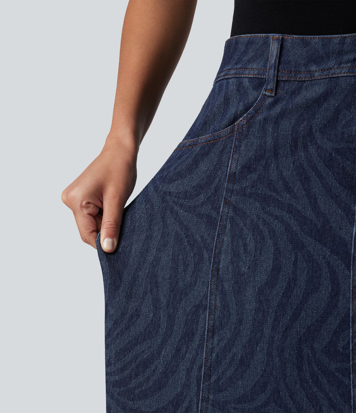 Halara Flex™ Mid Rise Denim Midi Casual Skirt with Pockets
