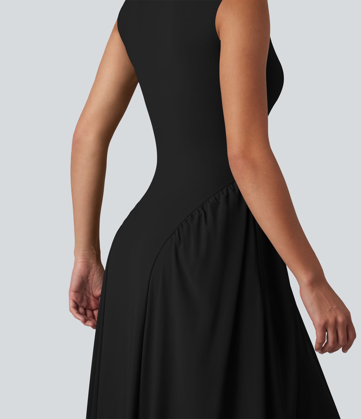 Ärmelloses Maxikleid mit U-Ausschnitt – lässig, fließend, mit Taschen Ärmelloses Maxikleid mit U-Ausschnitt – lässig, fließend, mit Taschen
