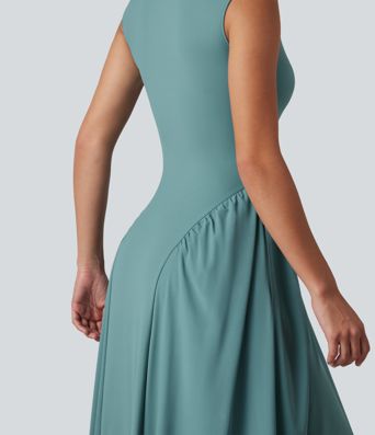 U-Neck Sleeveless Maxi Casual Flowy Dress with Pockets