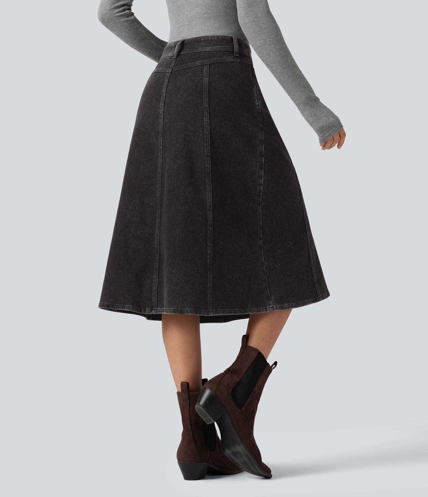 Halara Flex™ Mid Rise Denim Midi Casual Skirt with Pockets