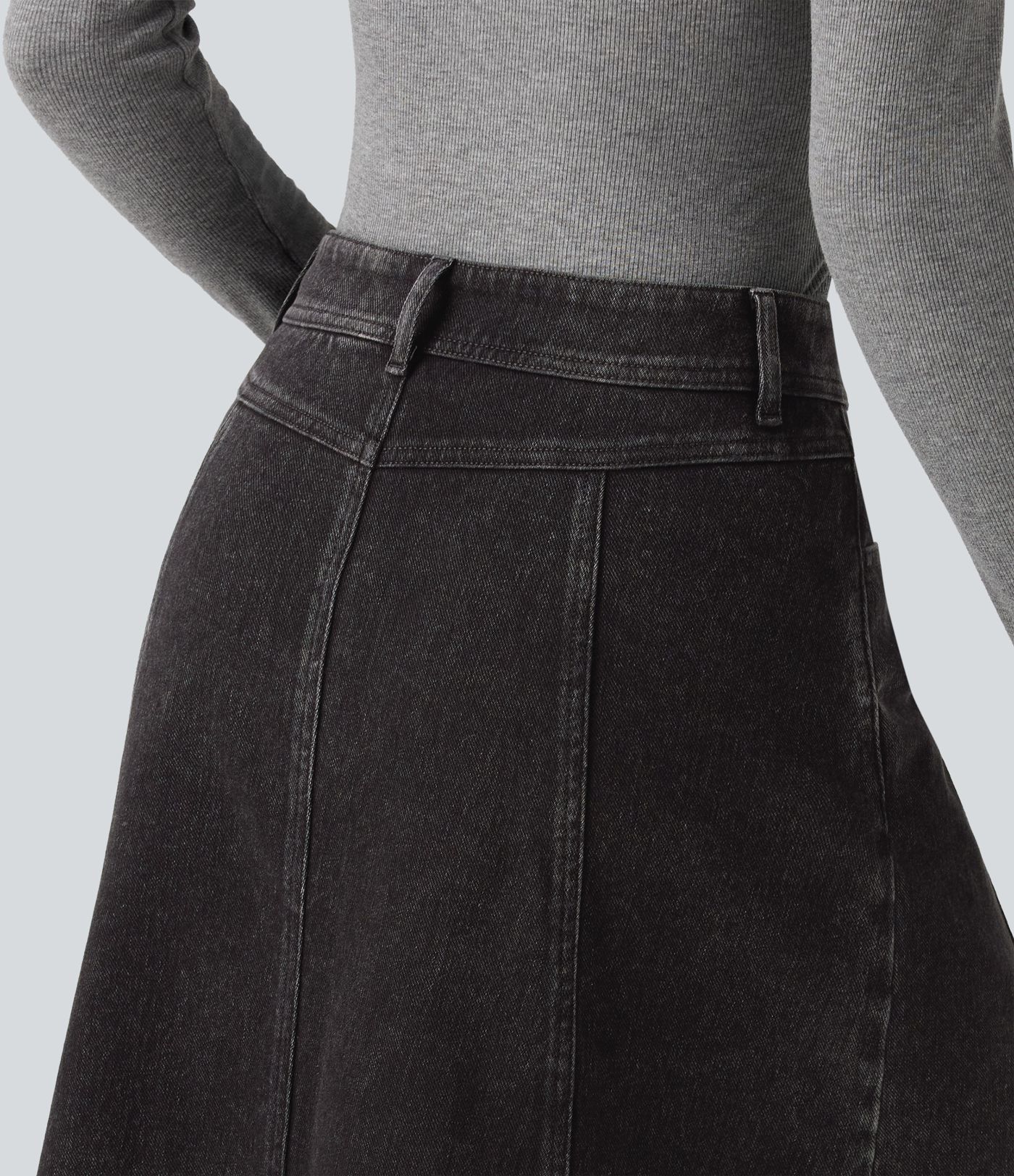 Halara Flex™ Mid Rise Denim Midi Casual Skirt with Pockets
