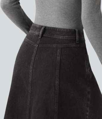 Halara Flex™ Mid Rise Denim Midi Casual Skirt with Pockets